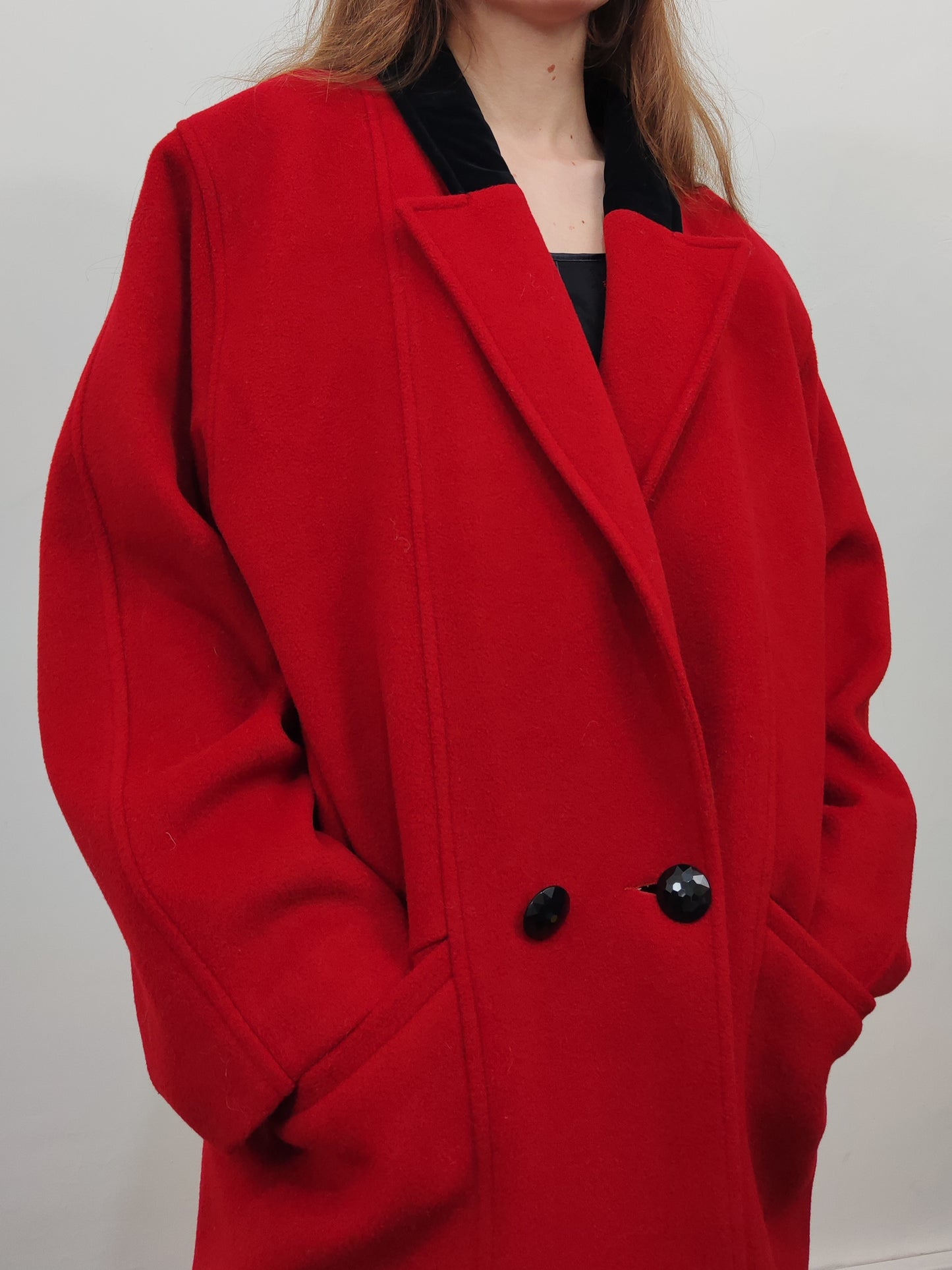 '80s 100% Virgin Wool Red Coat