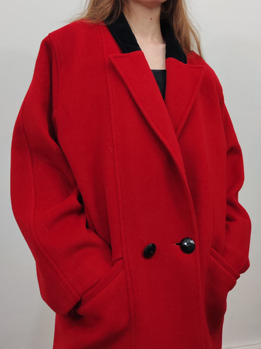 '80s 100% Virgin Wool Red Coat