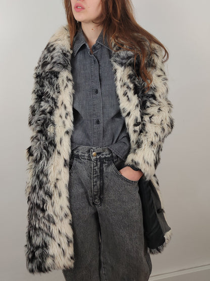 Vintage Black and White Faux Fur