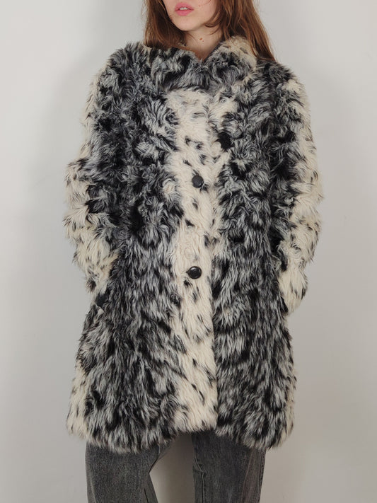 Vintage Black and White Faux Fur
