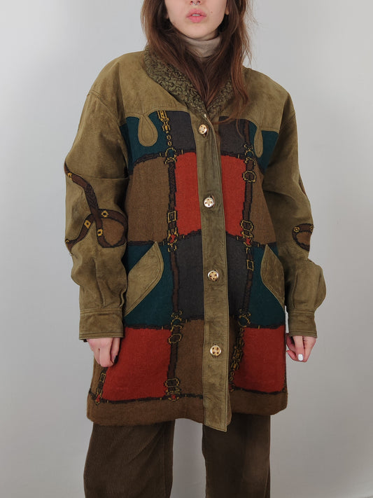 Wool and Leather Vintage Coat