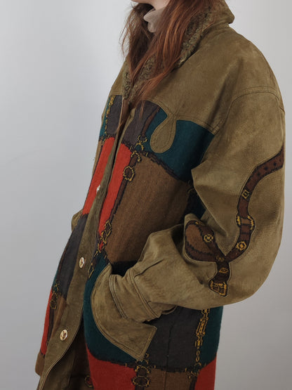 Wool and Leather Vintage Coat