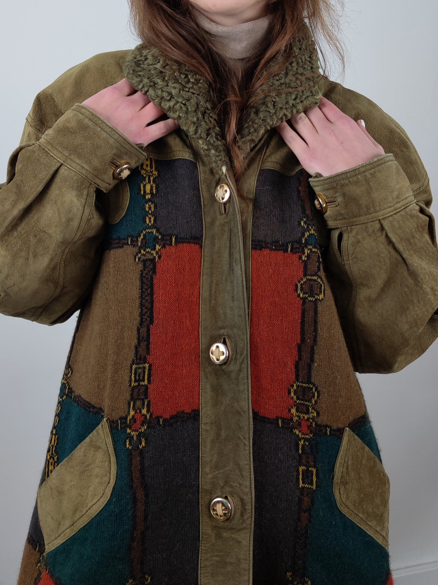 Wool and Leather Vintage Coat