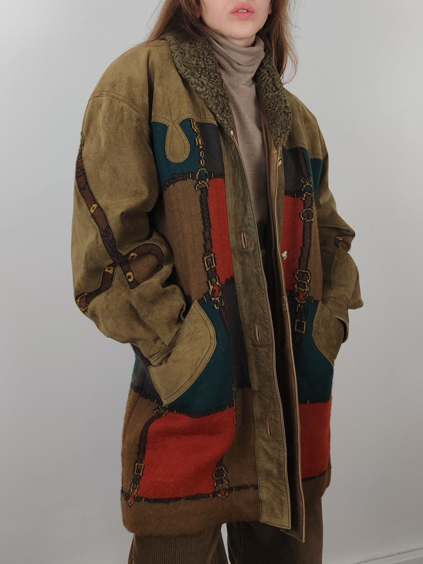Wool and Leather Vintage Coat
