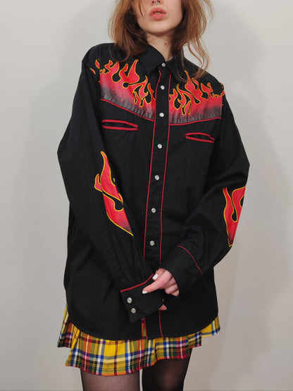 Vintage 100% Cotton Flames Shirt