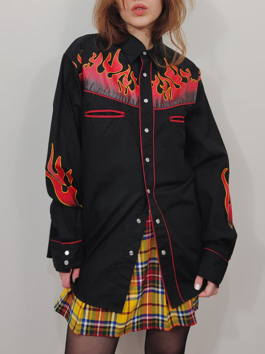 Vintage 100% Cotton Flames Shirt
