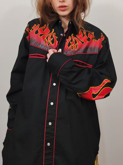 Vintage 100% Cotton Flames Shirt