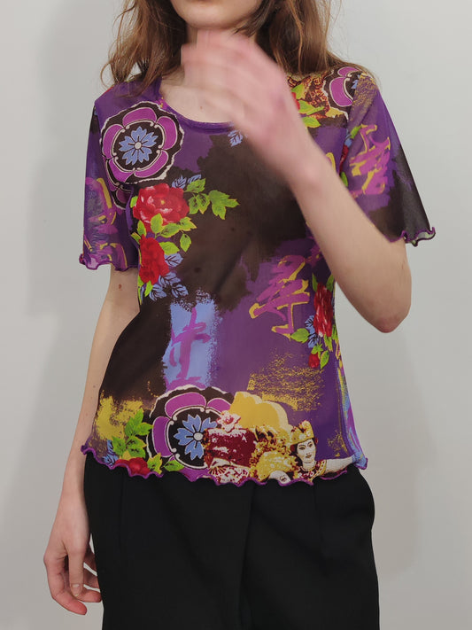 Lettuce-Hem Y2K Mesh Tee