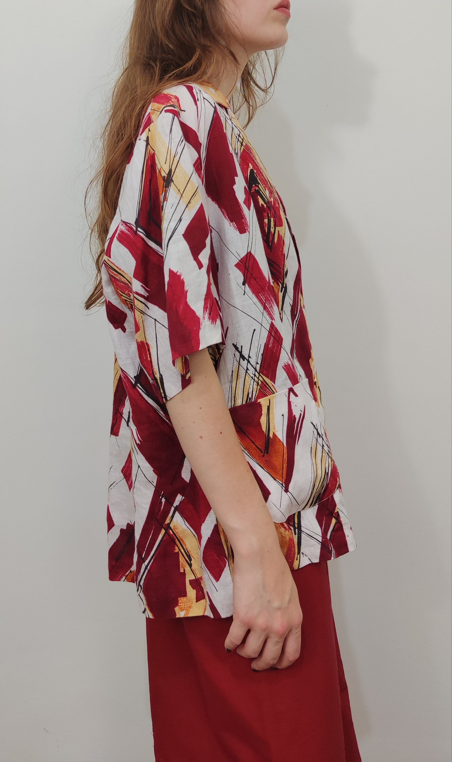Abstract Print 100% Linen Blazer