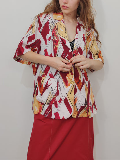 Abstract Print 100% Linen Blazer