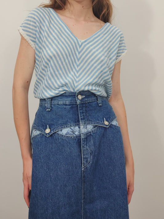 '80s Longuette Denim Skirt