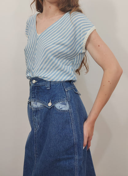 '80s Longuette Denim Skirt