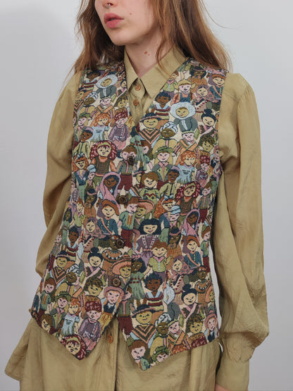 Children Of The World Vintage Tapestry Vest