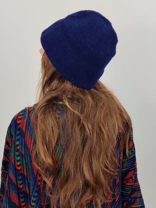 '80s Pure Wool Navy Cloche Hat