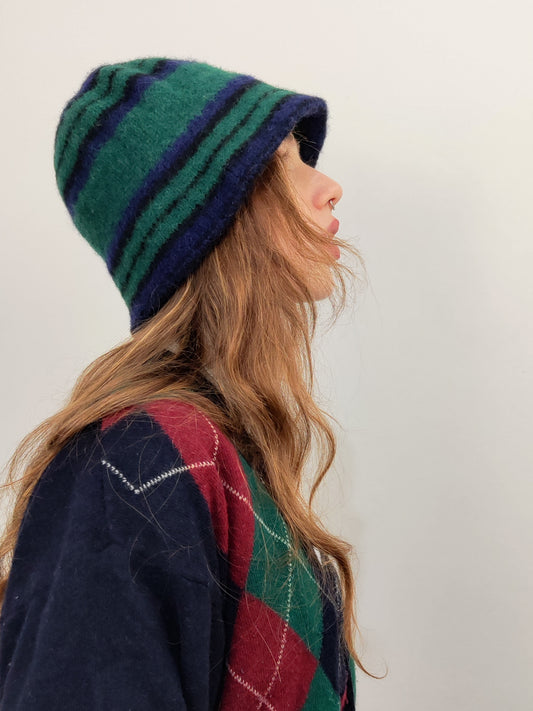 '80s Unisex Black Watch Wool Cloche