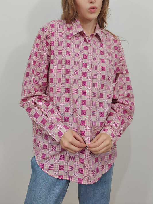 '90s Pink Checkered Shirt