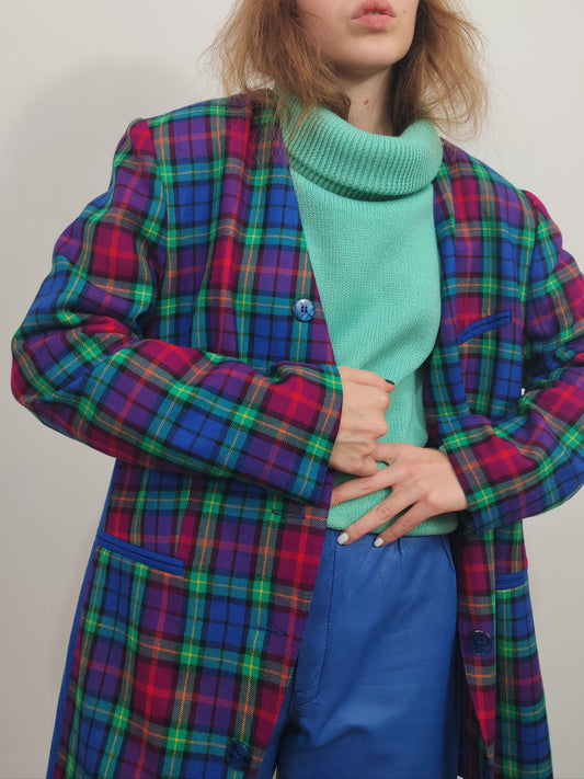 '80s Multicolor Pure Virgin Wool Blazer