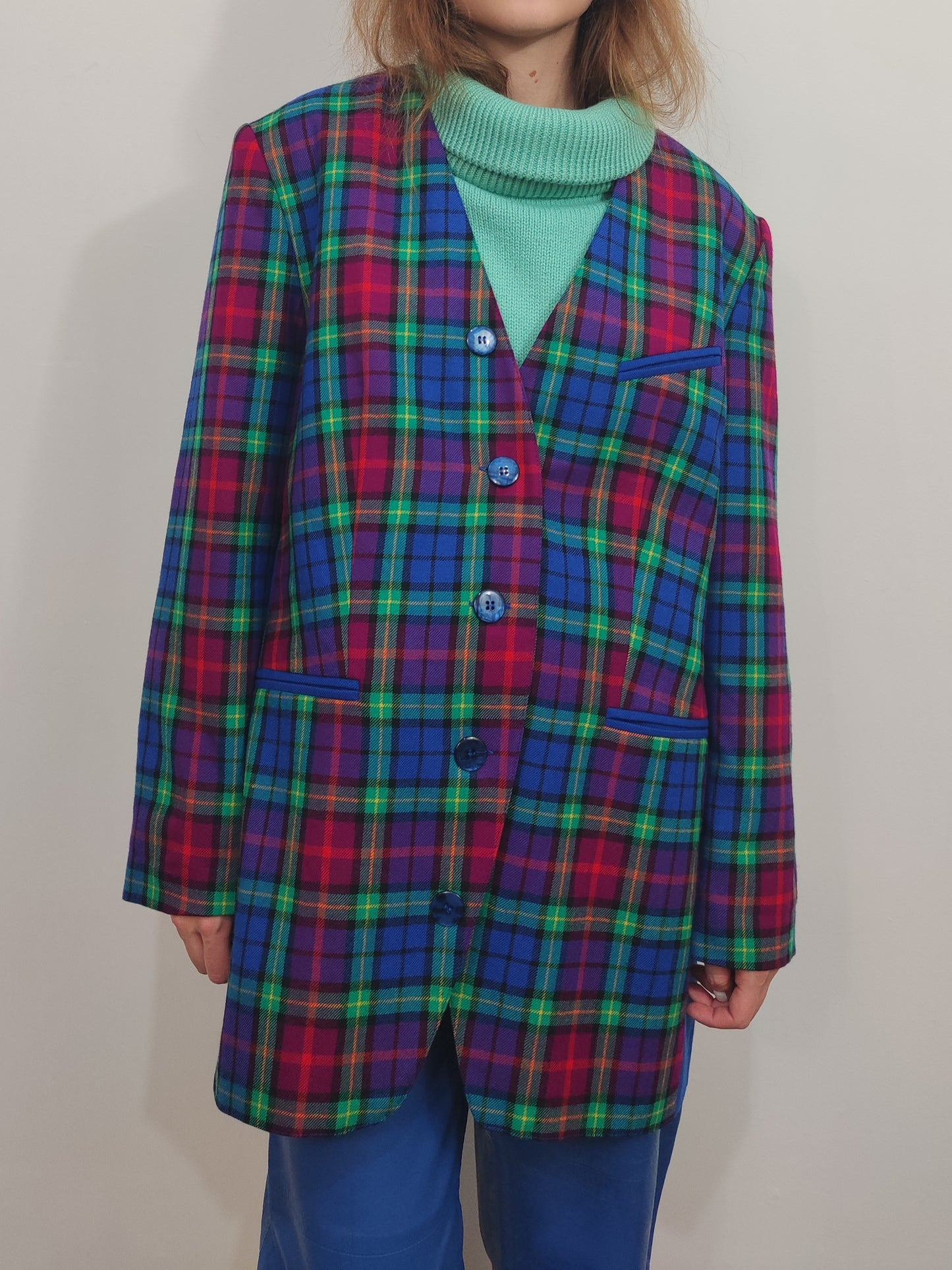 '80s Multicolor Pure Virgin Wool Blazer