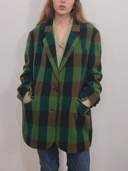 Green Checkered Oversize Vintage Blazer