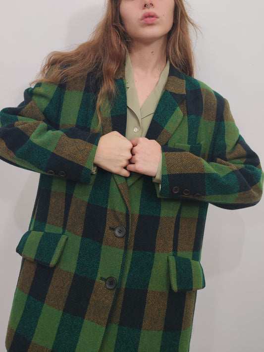Green Checkered Oversize Vintage Blazer