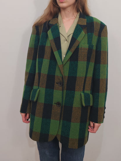 Green Checkered Oversize Vintage Blazer