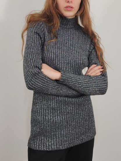 Wool Turtleneck Glitter Pullover