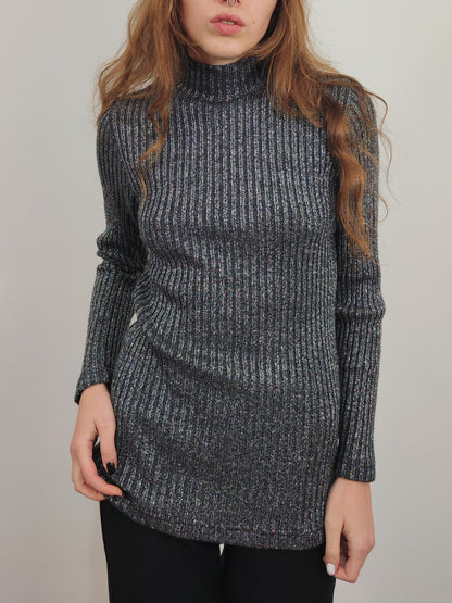 Wool Turtleneck Glitter Pullover