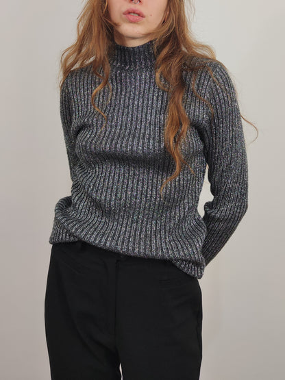 Wool Turtleneck Glitter Pullover