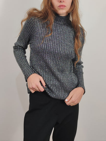 Wool Turtleneck Glitter Pullover
