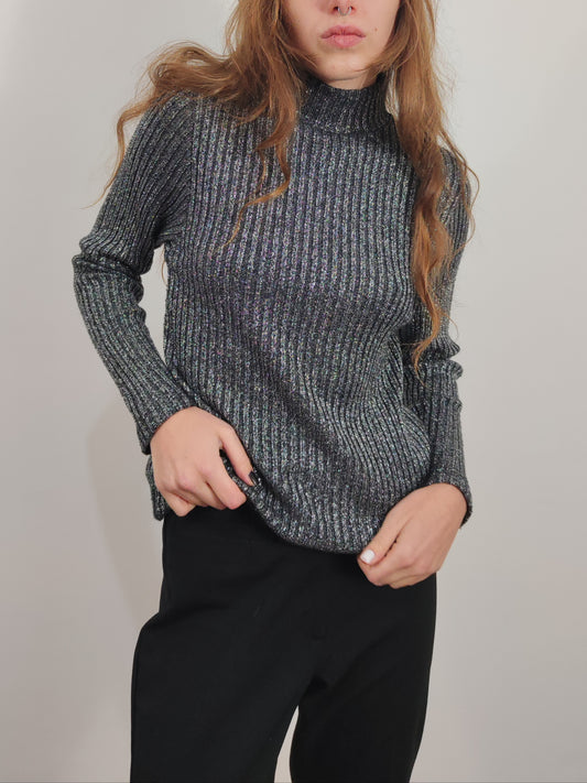 Wool Turtleneck Glitter Pullover