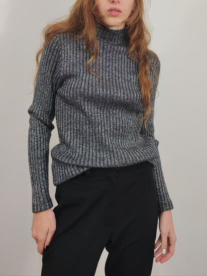 Wool Turtleneck Glitter Pullover