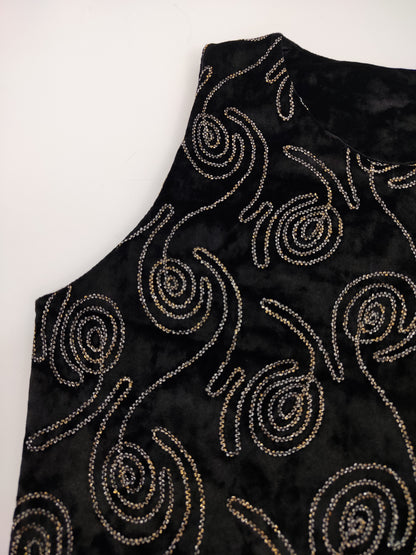 Velour Embroidered Mini Dress
