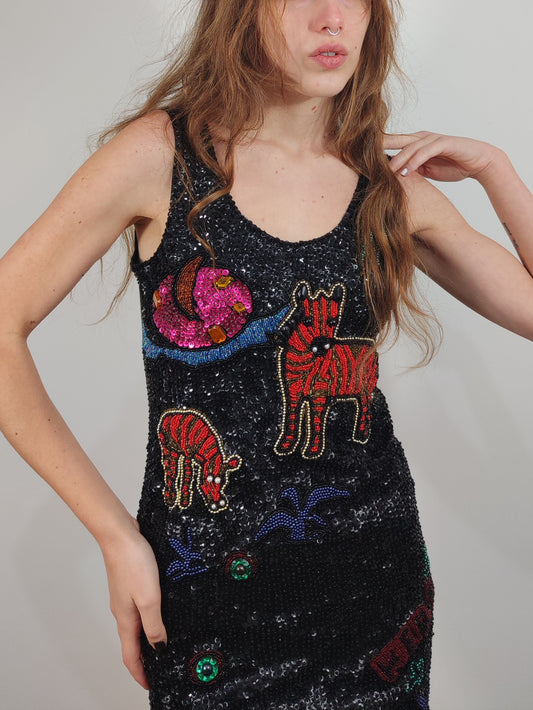 Archive - Dahn Sequin Zebra Dress
