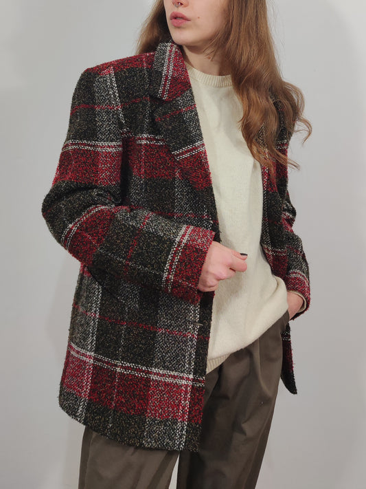 Oversized Vintage Checkered Blazer