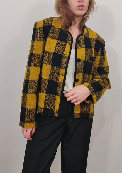 Yellow Checkered Vintage Blazer
