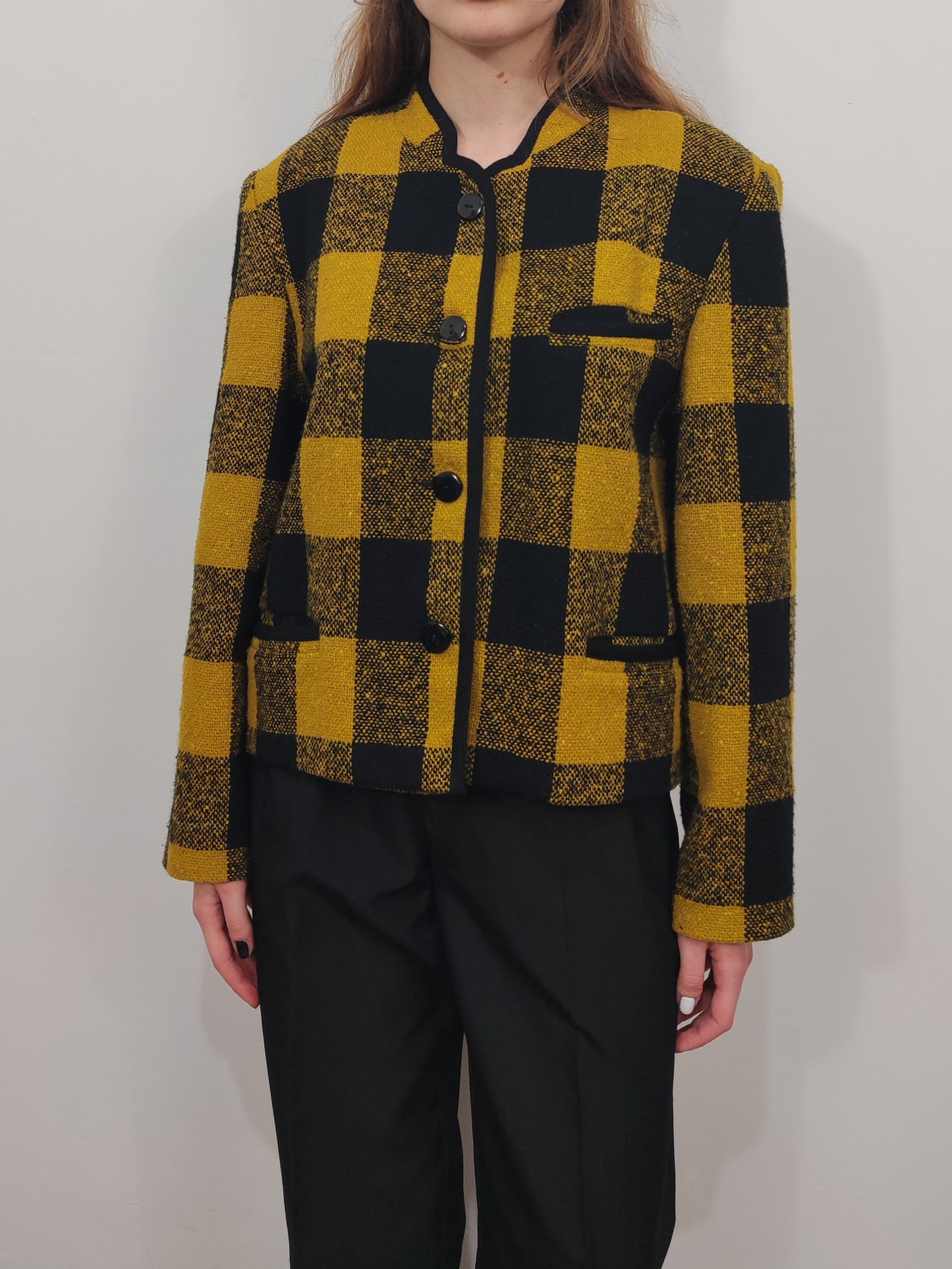 Yellow Checkered Vintage Blazer