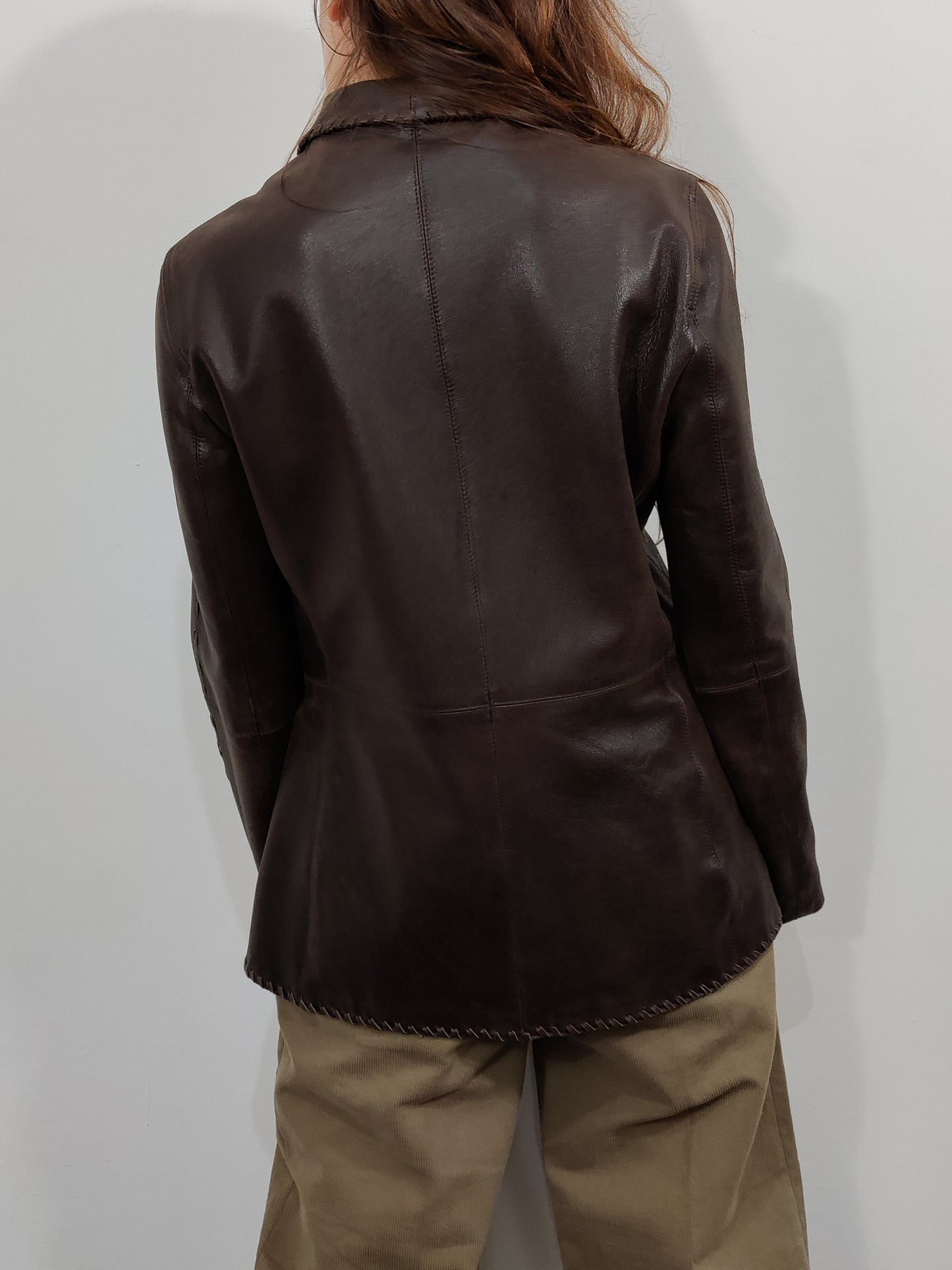 Embroidered Leather Blazer