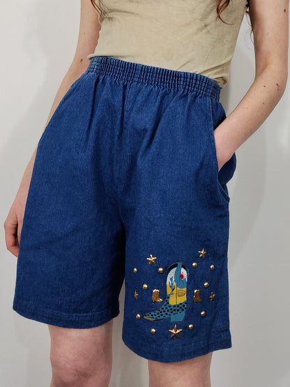 Vintage Studded Denim Shorts
