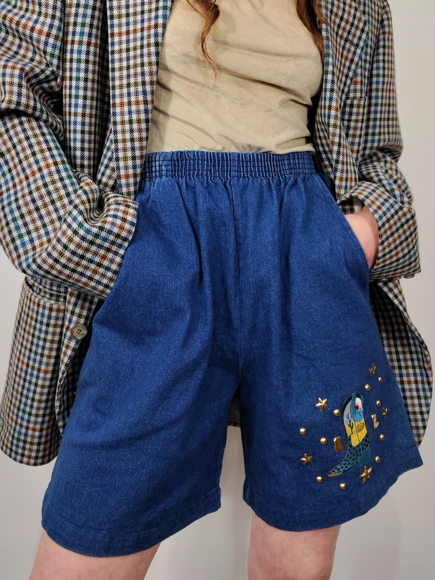 Vintage Studded Denim Shorts