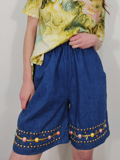 Vintage Studded Denim Shorts