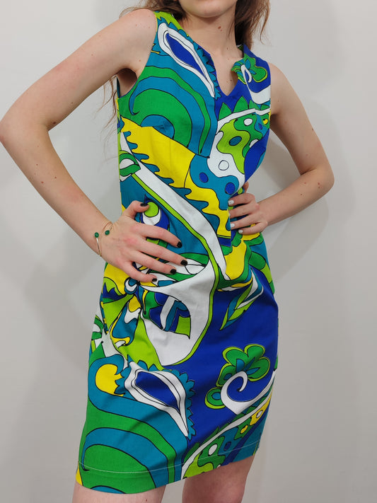 Vintage Abstract Print Dress