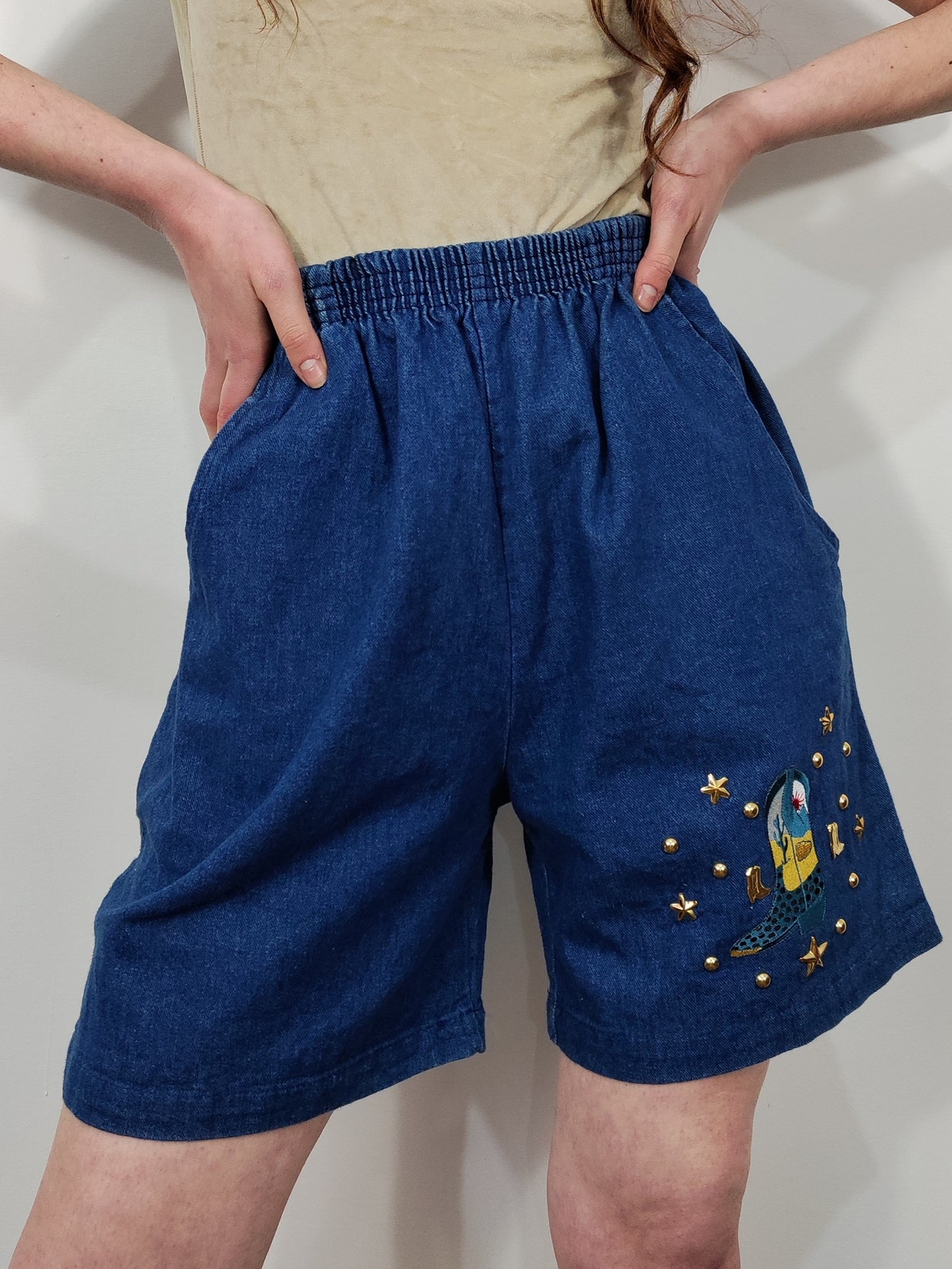 Vintage Studded Denim Shorts