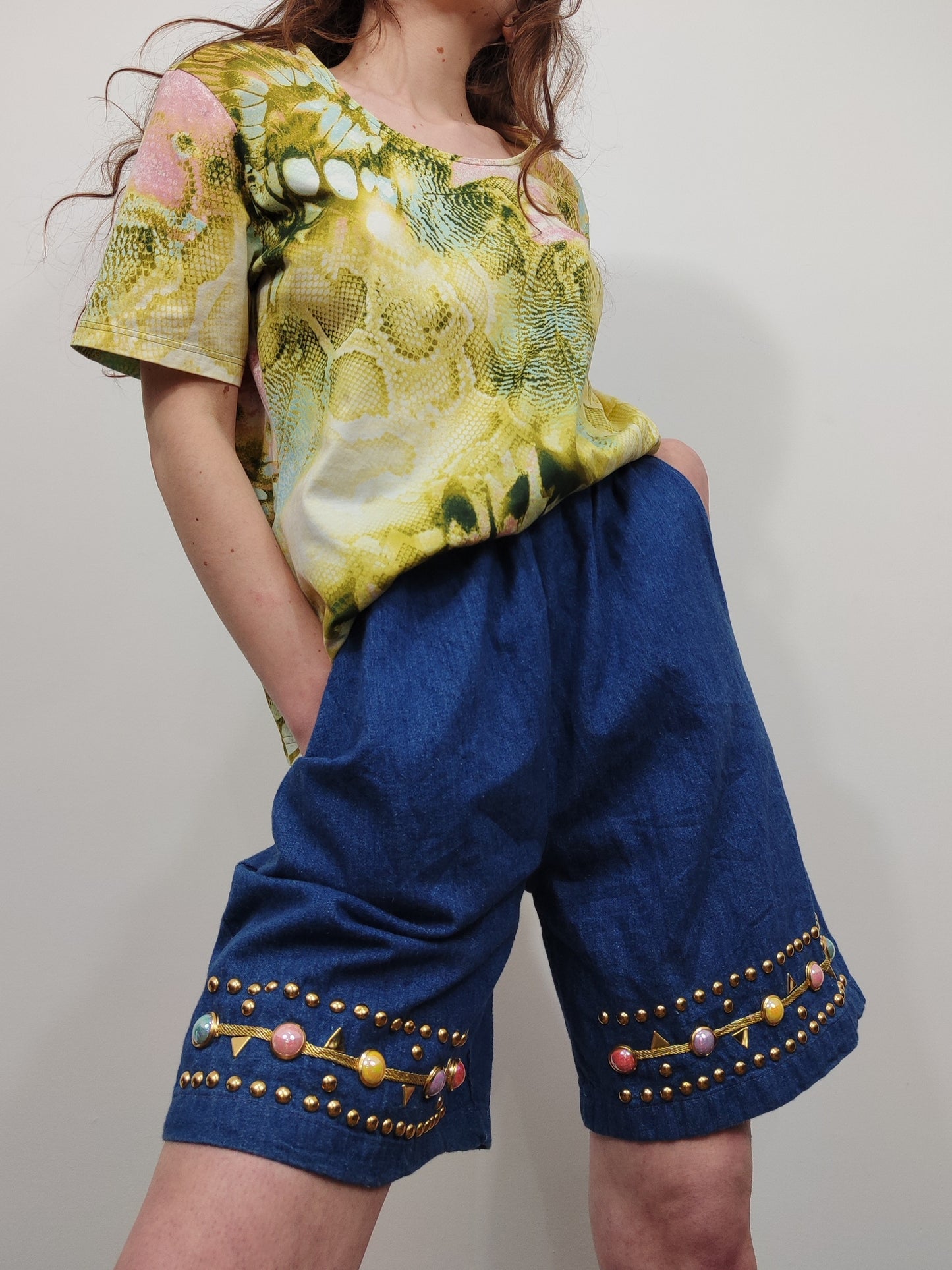 Vintage Studded Denim Shorts