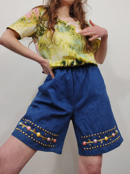 Vintage Studded Denim Shorts