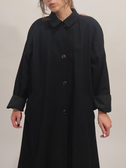'80s Reversible Black Trenchcoat -