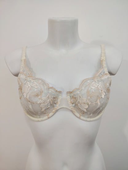 IMEC Vintage Deadstock Embroidered Nude Lace Bra