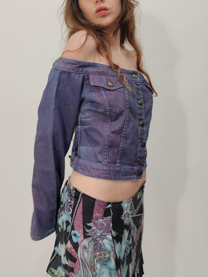 Just Cavalli Vintage Denim Off Shoulder Jacket