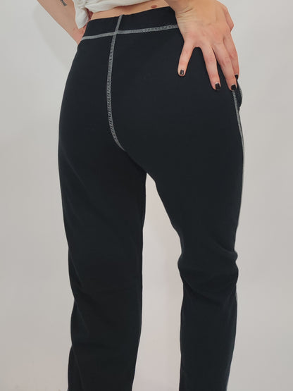 John Galliano Contrast Stitching Black Pants