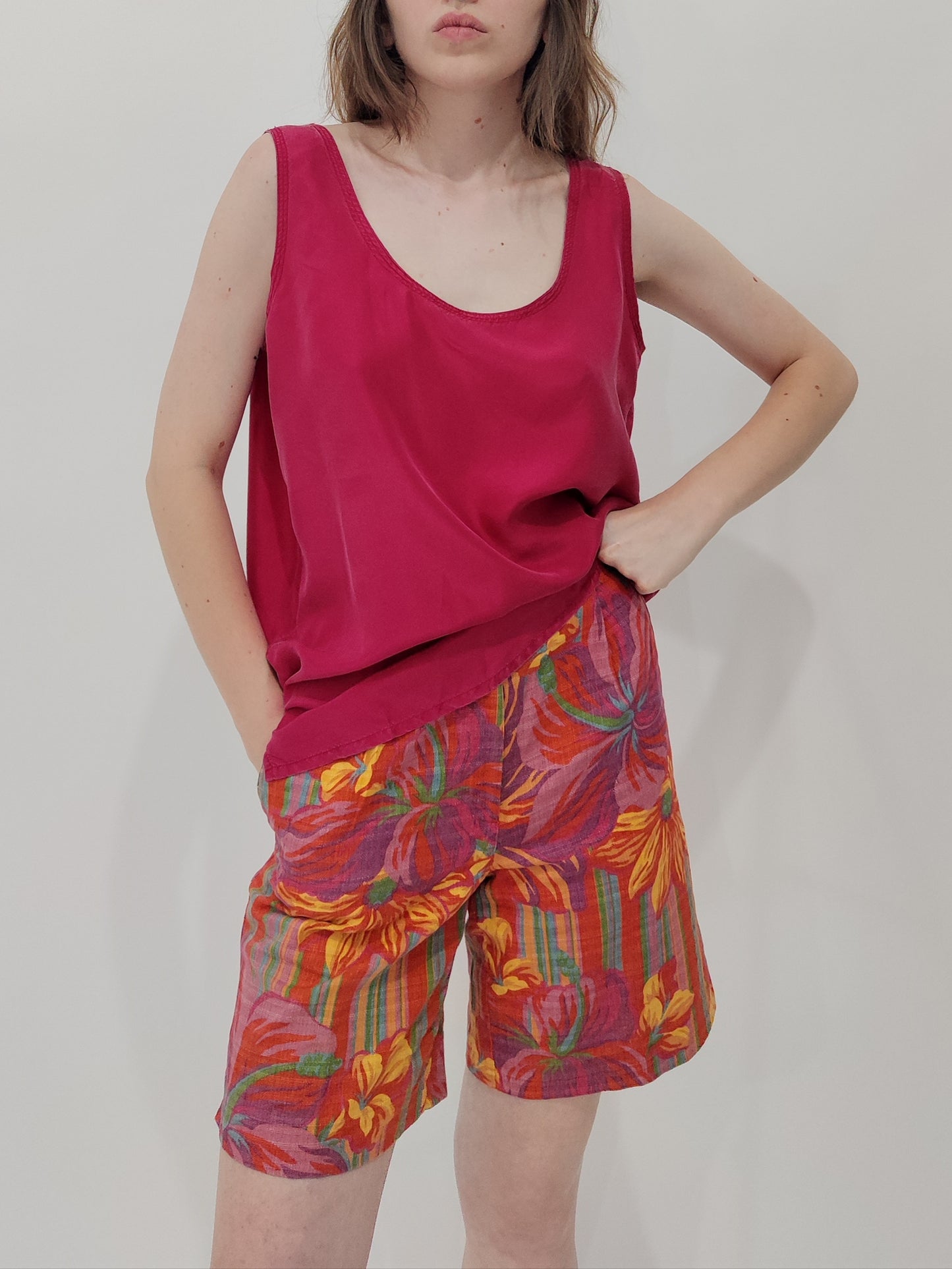 Vintage 100% Silk Top - Red