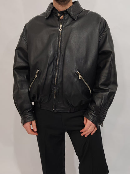 ARCHIVE - 1995 Iceberg Leather Bomber - Tom & Jerry Reflective Patch